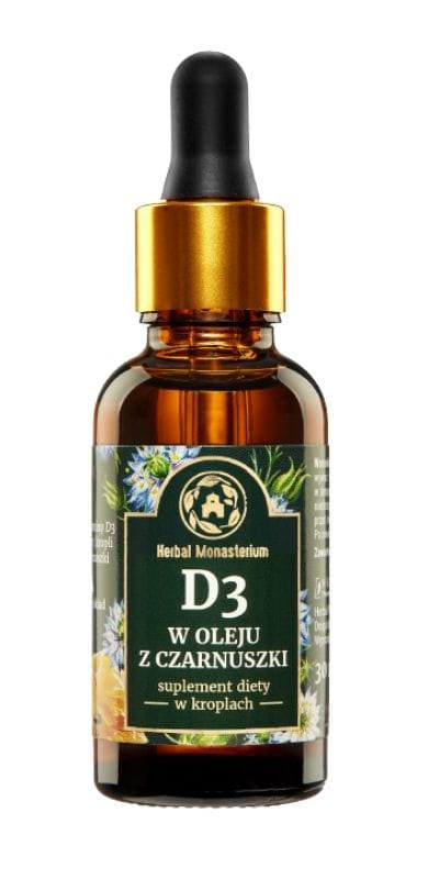 witamina D3 w kroplach, na oleju z czarnuszki marki Herbal Monasterium