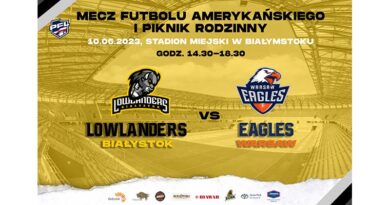 Mecz 8. kolejki Polskiej Futbol Ligi Lowlanders Białystok - Eagles Warsaw