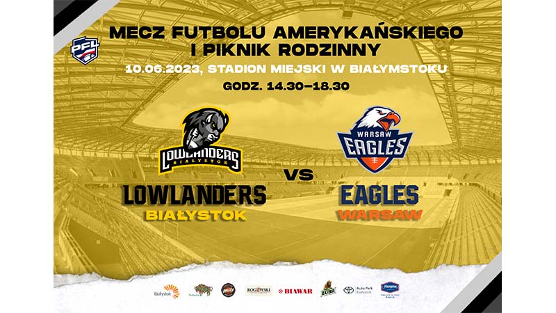 Mecz 8. kolejki Polskiej Futbol Ligi Lowlanders Białystok - Eagles Warsaw