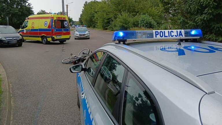 potrącenie rowerzystki