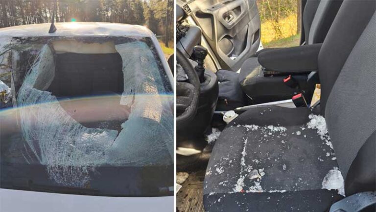 Lód spadający z samochodów to realne zagrożenie