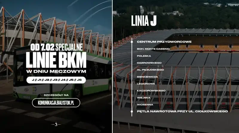 autobusy oznaczone literą J