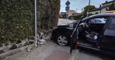 Prowadził auto na podwójnym gazie i uderzył w ogrodzenie